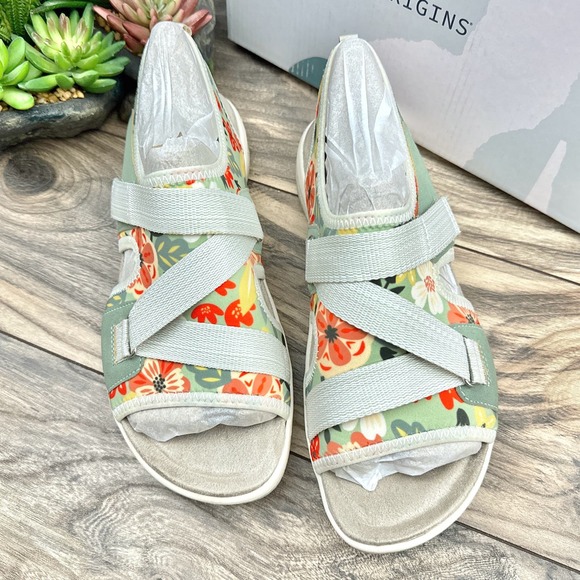 NIB Earth Origins Saco 9M Slingback Comfort Sport Sandals Green Multi - Picture 2 of 12